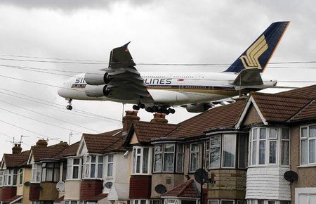 Airbus over houses