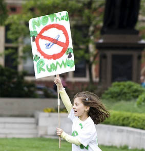 Kid with banner