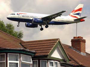 Plane over roof